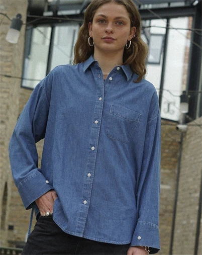 Elsk - Chambray Womens Skjorte - Nineties Blue